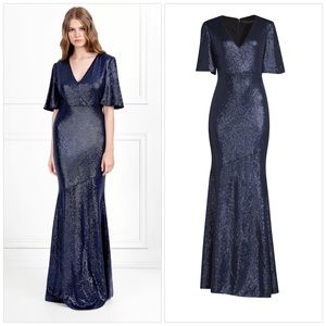NWT RACHEL ZOE HEATHER FLUID SEQUIN GOWN IN NAVY